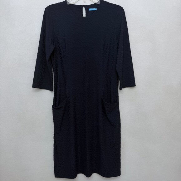 J.McLaughlin Catalyst Navy Dress in Textured Posh Cheetah Jacquard Size Medium - Picture 2 of 14